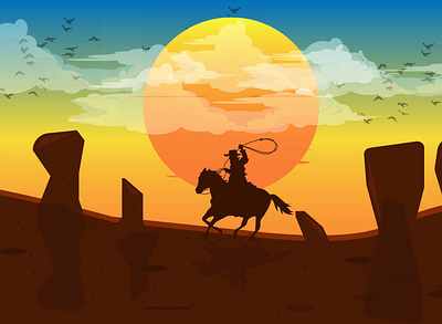 cow boy artworks character color concept cowboy design gradient graphic design graphics illustration indian movies vector