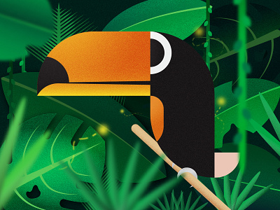 A toucan in a jungle design illustration jungle toucan vector