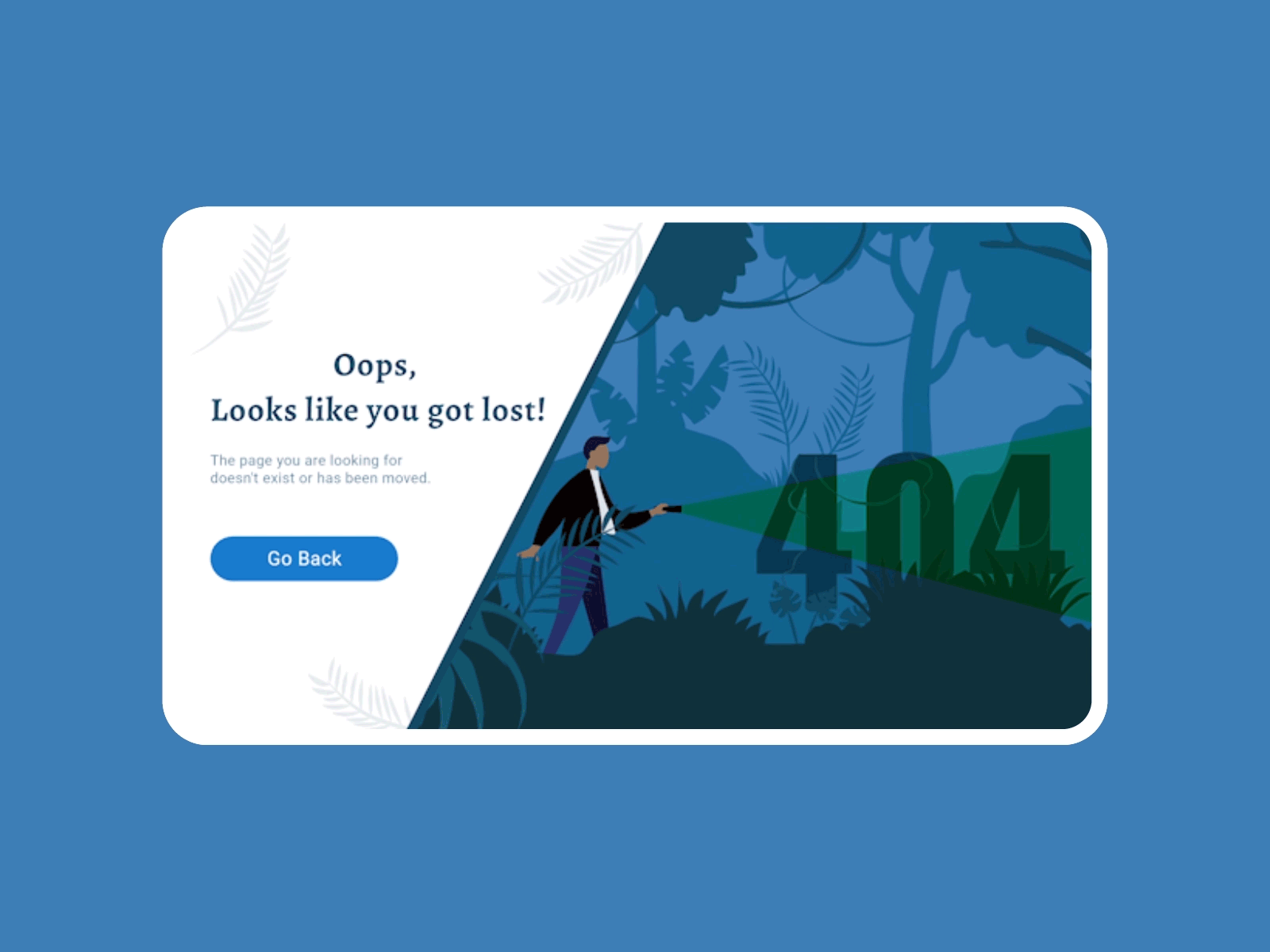 Error 404 Page 404 404 error page adobexd animated blue concept dailyui dailyuichallenge design flat forest light lost simple ui uidesign ux