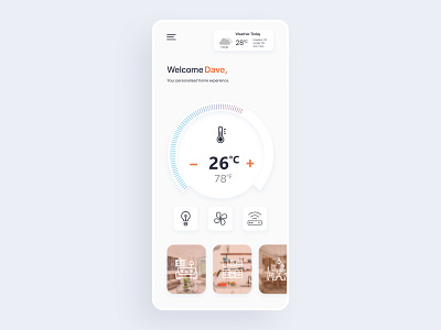 Home Monitoring Dashboard UI adobe adobexd app cards concept dailyui dailyuichallenge design home interface light mobile monitoring dashboard simple smarthome temperature ui uidesign ux