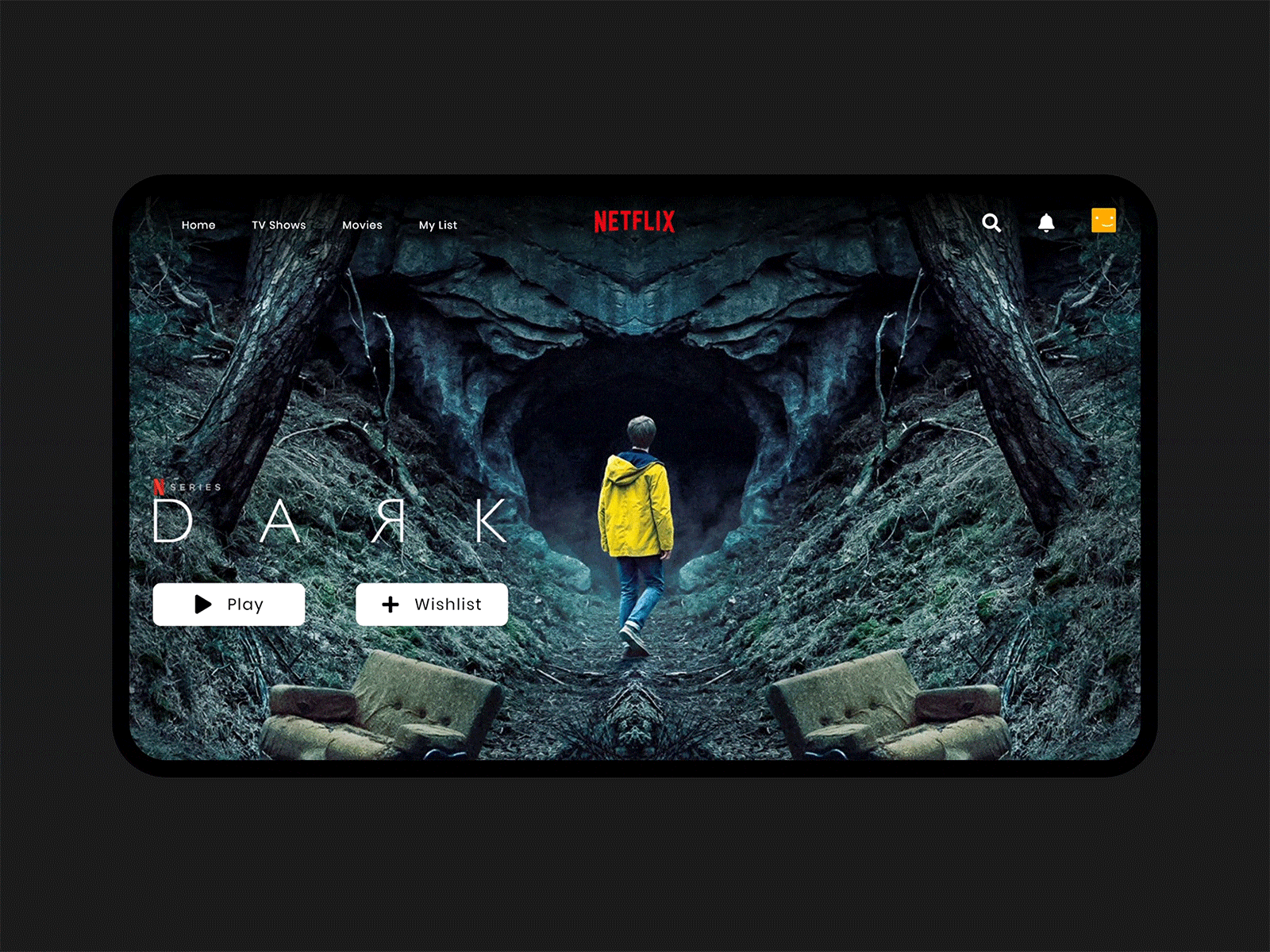 Netflix UI Redesign Concept 025 adobexd animation concept dailyui dailyui025 dailyuichallenge dark dark ui design interaction interface netflix parallax series simple tv app ui uidesign ux