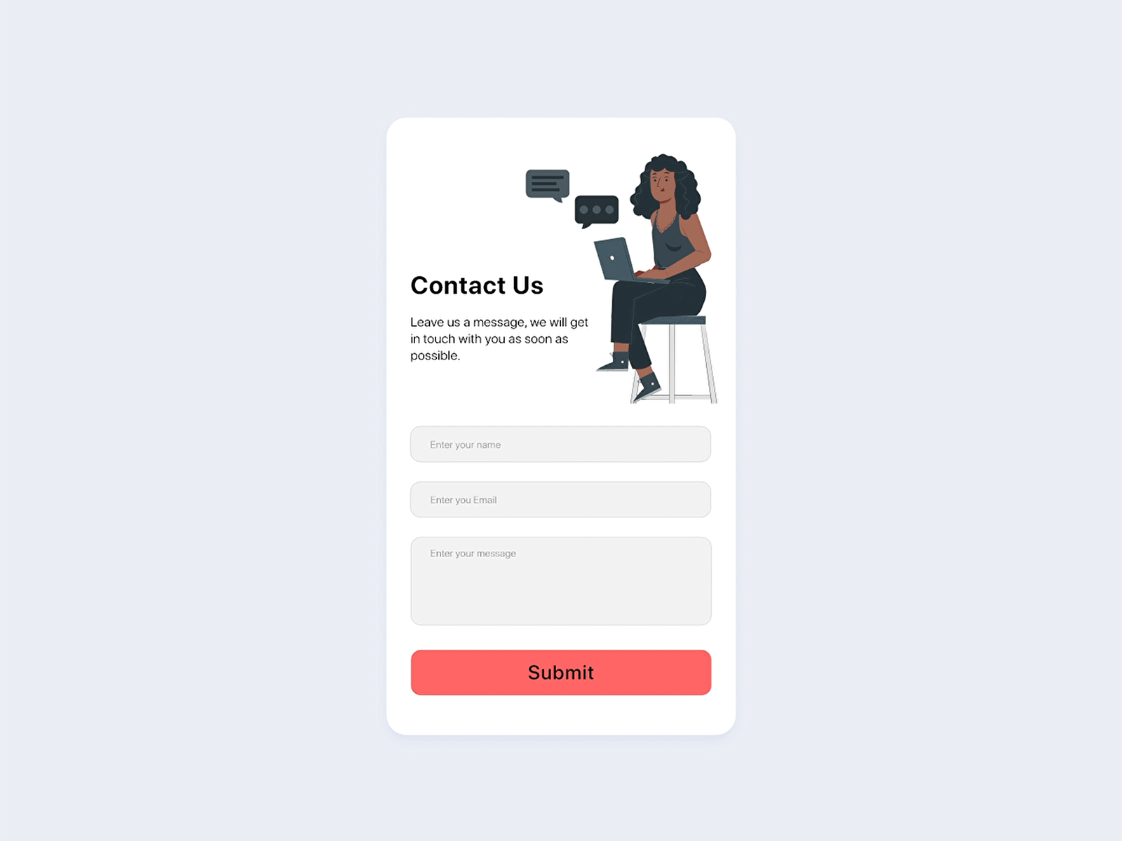 Contact Us UI Animation adobexd animation app card concept contact us dailyui dailyuichallenge design form interface light mobile popup simple ui uidesign ux uxdesign uxui