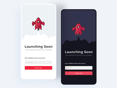 Coming Soon page UI 048 adobexd app coming soon concept dailyui dailyuichallenge dark design illustrations interaction interface launch light mobile page simple ui uidesign ux