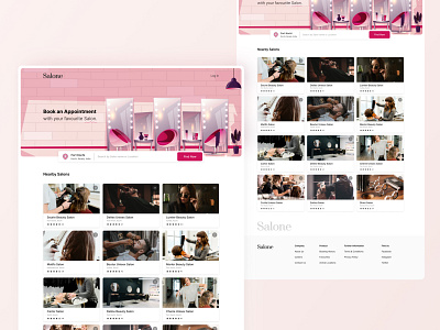 Salone - Salon Appointment Booking Landing Page adobe adobe xd booking case study design figma interaction interface landing page product design salon ui uidesign ux web web design