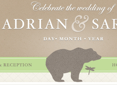 Wedding Website ampersand bear dragonfly header website wedding