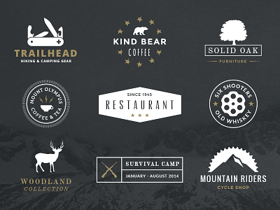 Vintage Logos — Volume 2 badges bear coffee deer knife logos mountain nature tree vintage