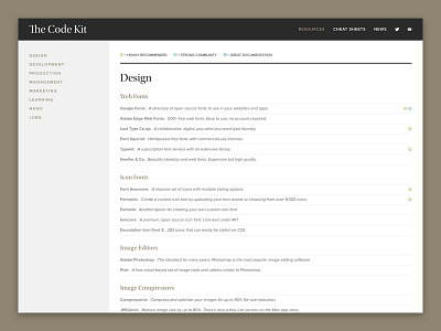 The Code Kit cheat sheets code design news resources tools