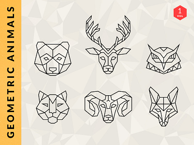 Geometric Animal Logos animals geometric line drawings logos vector