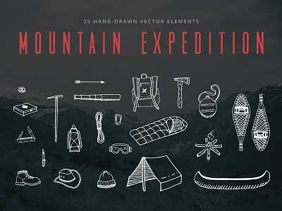 Hand-Drawn Mountain Expedition camping expedition hand drawn hiking mountain nature outdoors