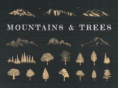 Hand-Drawn Mountains and Trees camping hand drawn hiking ipad pro mountains nature outdoors trees