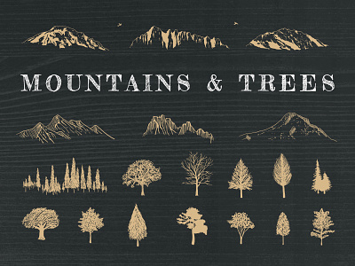 Hand-Drawn Mountains and Trees