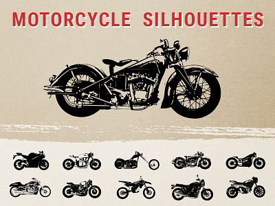 Vintage Motorcycle Silhouettes bikes cafe racer motorcycle racing silhouette vector vintage