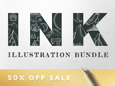 Ink Illustration Bundle illustration ink nature outdoors pen stipple