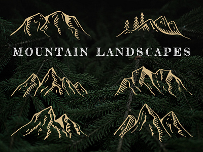 Hand-drawn Mountain Landscapes handdrawn handmade landscapes mountains simple vector