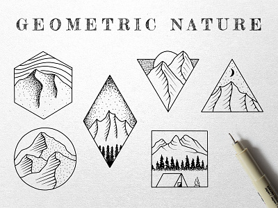 Geometric Nature Illustrations camping drawing geometric hiking illustration mountains nature outdoors sketch stipple