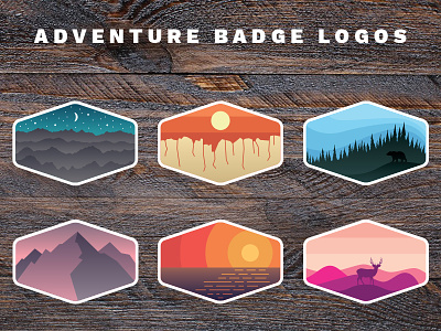 Outdoor Adventure Badges adventure badges logos mountains national park nature outdoors trees wildlife