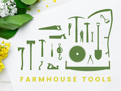 Farmhouse Tool Silhouettes antique axe country farmhouse hammer minimal rustic saw silhouettes simple tools woodwork