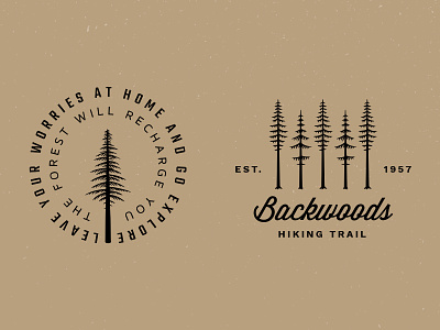 Tree Badge Logo Preview #3 camping handmade illustration logo nature outdoors rustic trees vector vintage