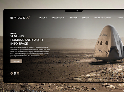 SpaceX - Redesign - Webshot dragon falcon mission redesign sketch space space x typography ui uiux user user experience user interface user interfaces ux uxdesign webdesign webshot website xd