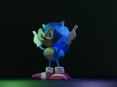 Sonic 3d animation b3d blender 3d character illustration isometric lowpoly sonic