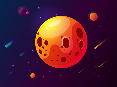 comets animation color gradient icon illustration logo web
