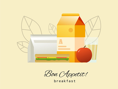 BON APPETIT ! breakfast apple breakfast colors design illustration ilustrare juice sandwiches vector web