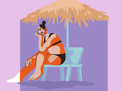girl on the beach colors design icon illustration ilustrare vector