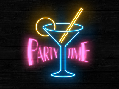 Party Time adobe illustrator adobe photoshop bar logo branding colors glow icon layers led logo martini party photoshop web