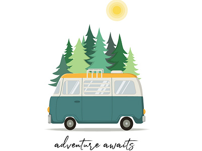 Bus Adventure animation icon illustration vector