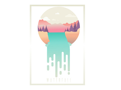 WATERFALL design icon illustration logo vector