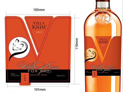 TM VILLA KRIM design fox fox bay label orange wine