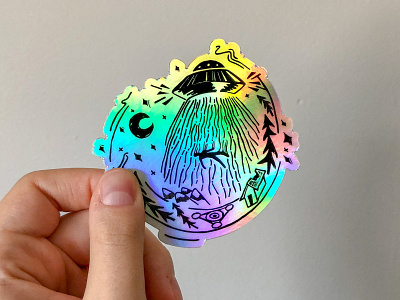 Holographic UFO Stickers