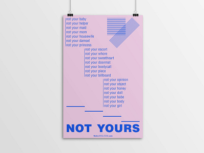 Not Yours Poster decor equality feminism feminist girl club girl power graphic human not yours poster poster art print design typography wall art women