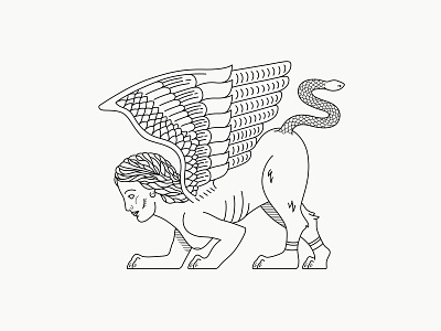 Roman Sphinx Illustration antiquity digital art drawing etsy shop illustration design illustrator jjeffersonian line art mythological creature postmarked venus roman sphinx
