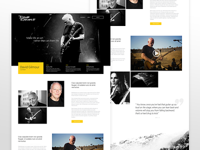 David Gilmour Homepage design landing page ui ui ux uiux webdesign