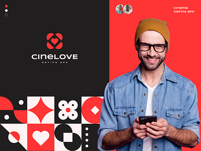 CineLove - Dating App brand branding dating dating logo logo logo design logotype love pattern red