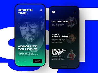 Sports Time | sport news blog concept blue concept design f1 football liverpool minimal mobile mobile ui news pantone sport sports typography uefa