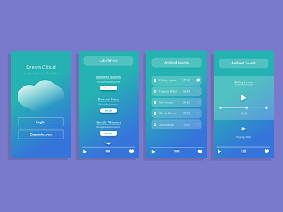 Dreamcloud cloud dailyui design dream mobile mobile app project sleep ui uidesign uiux userinterface ux