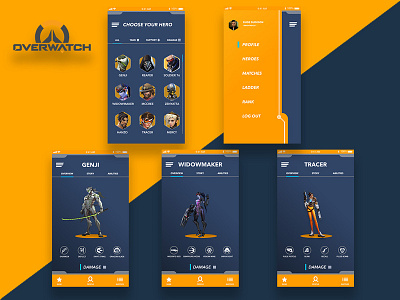 Overwatch Concept App app blizzard concept app concept design design game illustration mobile mobile app mobile app design overwatch project uidesign uiux userinterface