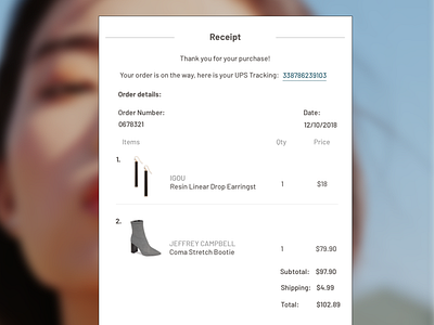 Email Receipt Design dailyui dailyuichallange emailreceipt receipt ui design uidesign