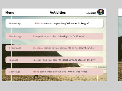 Activity Feed Design blogdesign bloggingdesign dailyui dailyuichallange ui ui design uidesign