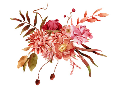 Bright autumn bouquet autumn bouquet illustration watercolor