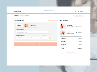 minimalist checkout page design beauty branding checkout cosmetics design ecommerce fashion figma makeup minimal ui ux web