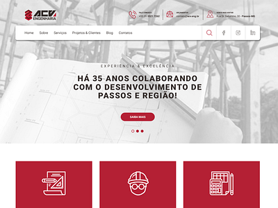 Site Acv Engenharia enginner interface logotipo marca ui ui ux design ui deisgn ux web web desgin