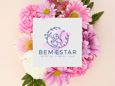 Logotipo Clínica Bem-Estar corporate branding design feminine flower logo harmony illustration logo logotipo logotype marca photoshop pilates woman illustration