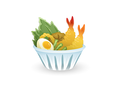 Tempura Bowl art bowl design flat food illustration minimal tempura vector