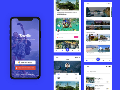 Travellin - Travel Mobile Application clean app design travel app ui ux