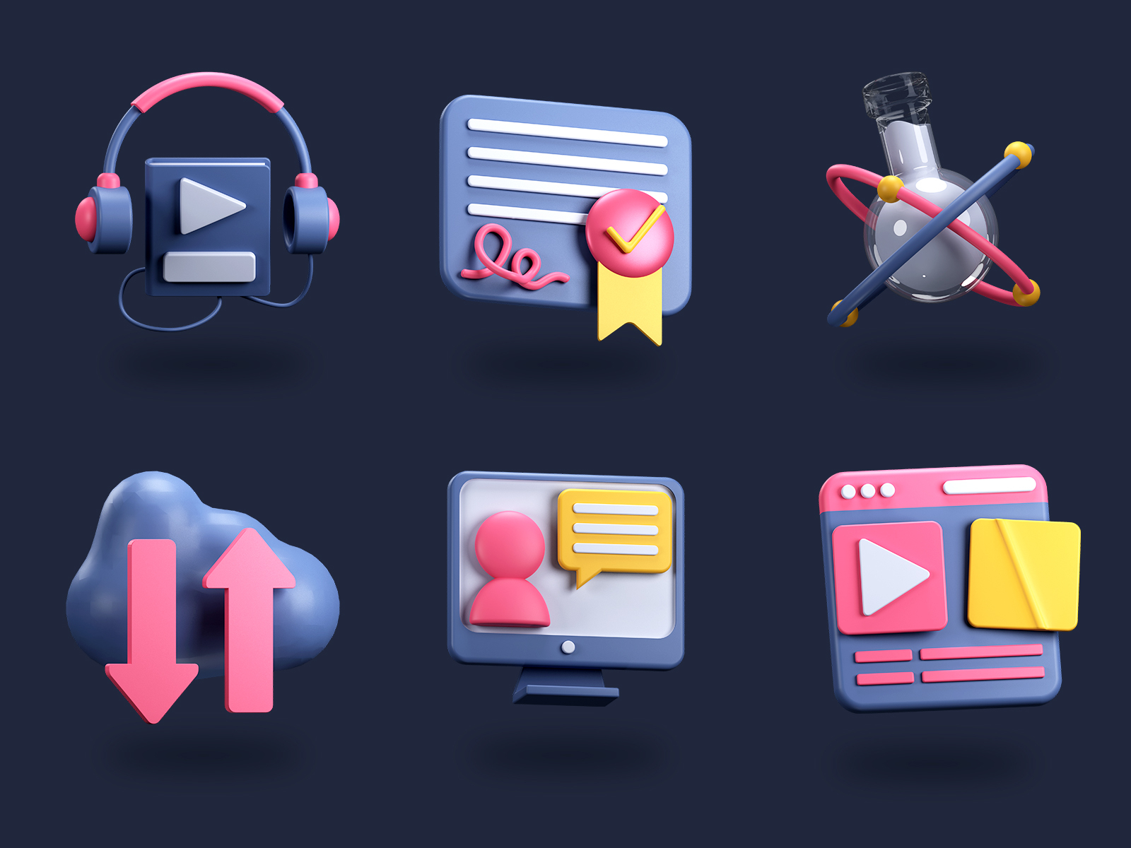 3d iconset for Online Study by Zulfa Mahendra on Dribbble