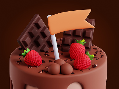 3D Cake - Close Up 3d cake 3d icon 3d render bakery birthday celebrate chocolate chocolate cake cream delicious delicious cake dessert eat food homemade party strawberry sweet vanilla vanilla cake