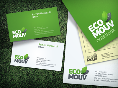 Eco Mouv branding business card card corporate eco ecology green identity logo roadway